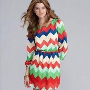 Gianni Binni GB Chevron Patterned Multicolor Dress